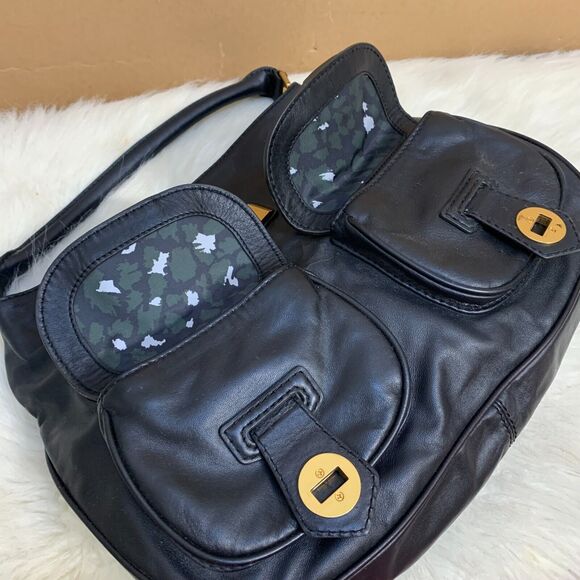 MARC JACOBS Vintage Black Leather Totally Turnlock Double Pocket Slouch Hobo - Picture 8 of 16